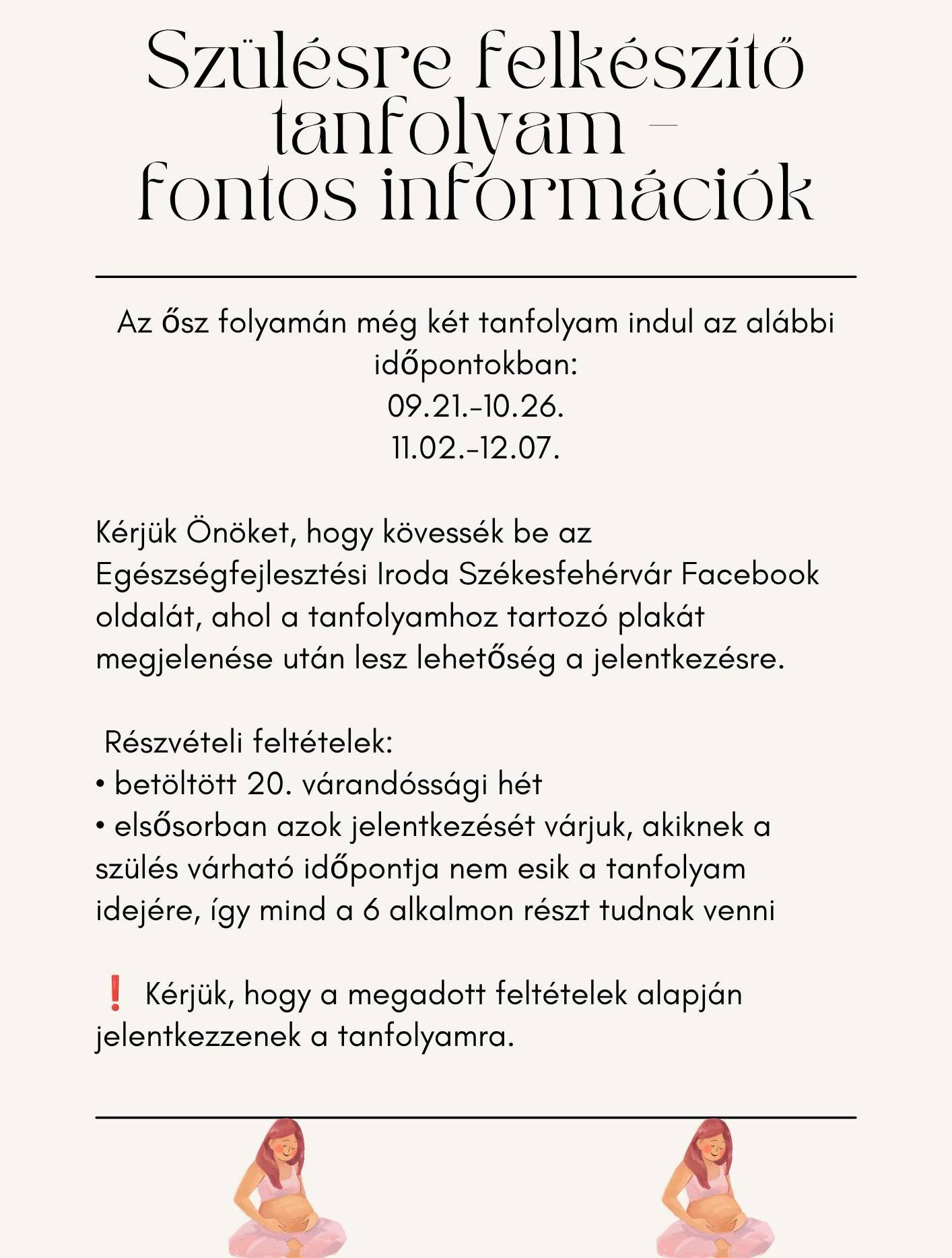 Ősszel folytatja az ingyenes, szülésre felkészítő tanfolyamokat az Egészségfejlesztési Iroda